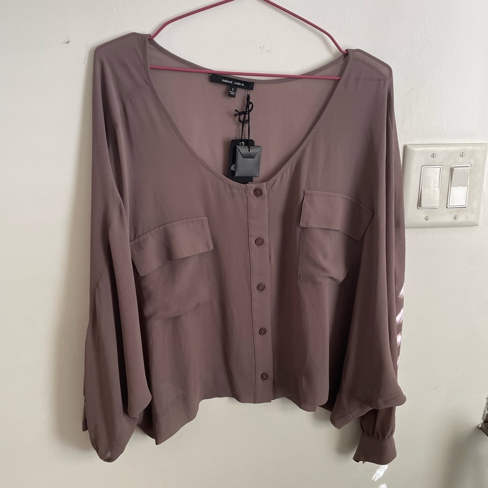 Naked Zebra |‎ Brown Blouse | Size Large